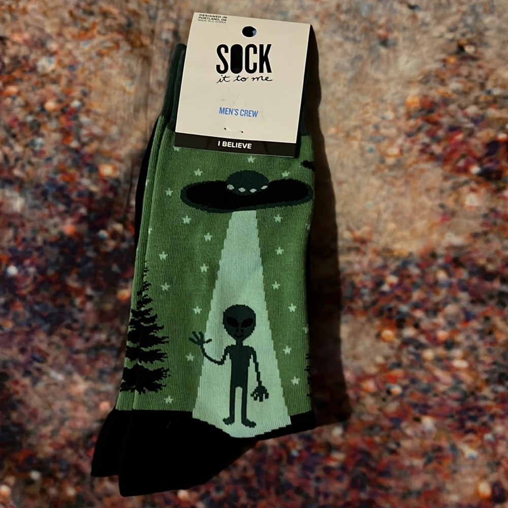 “I Believe” Alien & UFO High Socks by “Sock It To Me”